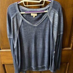 Lucky Brand long sleeve blue v-neck shirt